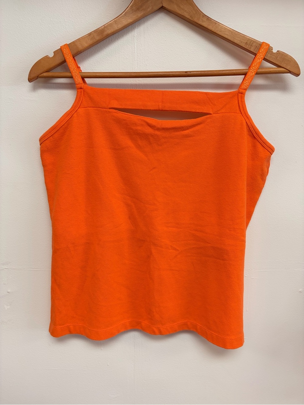 Y2K One Step Up bright orange cutout cami tank top